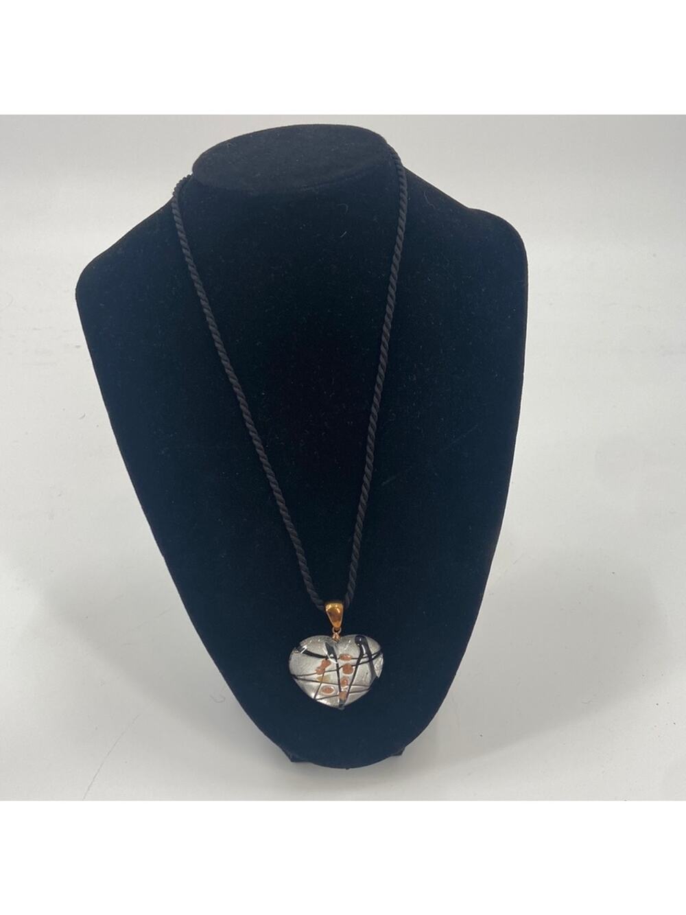 Blown glass bubble heart pendant necklace